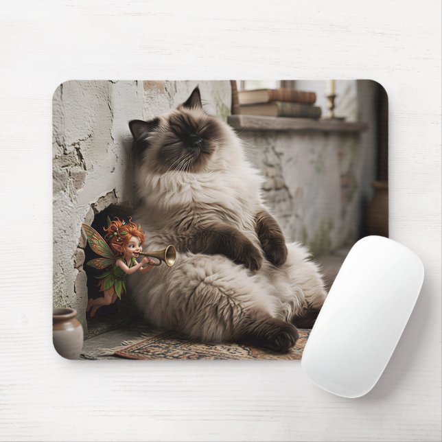 Tapis De Souris Chat himalayen et Pixie Réveil Surprise  (Avec souris)