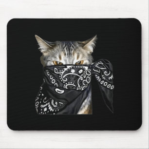 Tapis De Souris Chat hors-la-loi drôle gangster avec bandana
