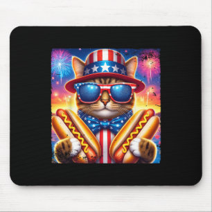 Tapis De Souris Chat Hotdog 4 Juillet Drôle de Nœud Papillon Patri