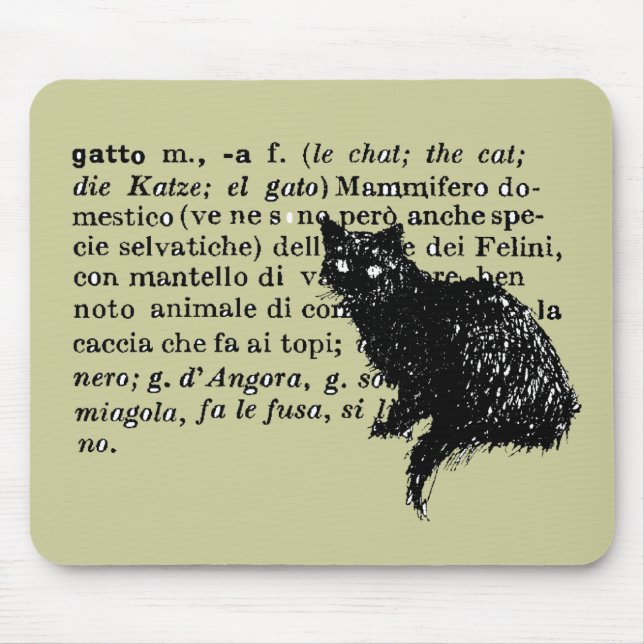 Tapis De Souris Chat italien de dictionnaire (Devant)