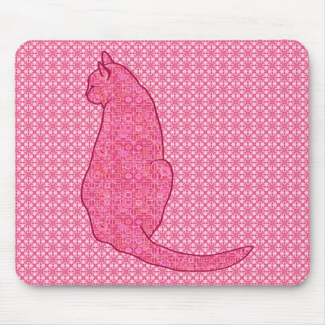 Tapis De Souris Chat japonais - Fuchsia Pink Batik (Devant)
