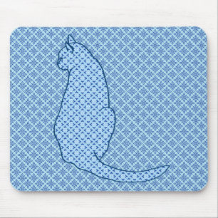 Tapis De Souris Chat japonais - Kimono bleu