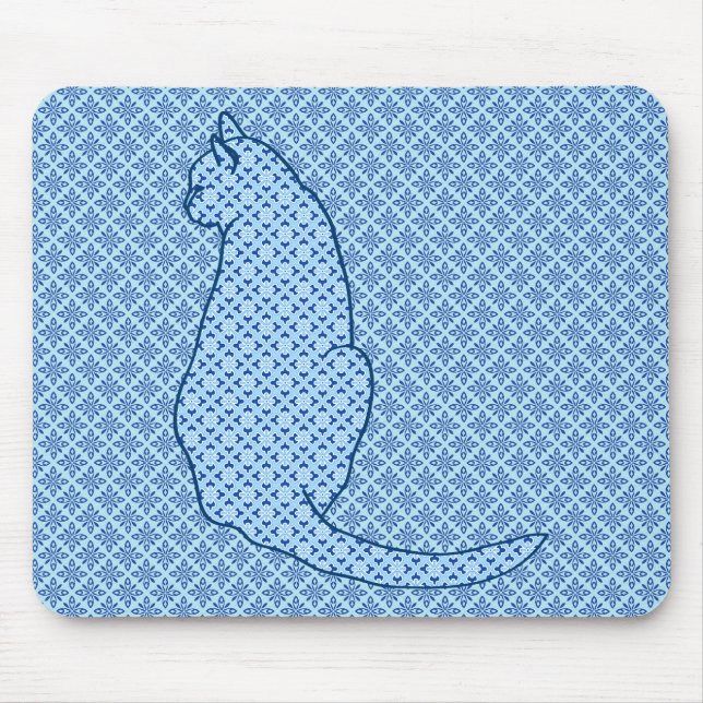 Tapis De Souris Chat japonais - Kimono bleu (Devant)