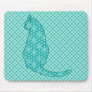 Tapis De Souris Chat japonais - Kimono turquoise
