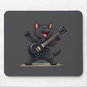 Tapis De Souris Chat jouant de la guitare Rock And Roll Rock Star