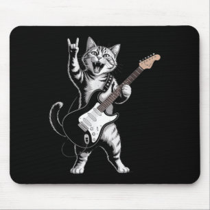 Tapis De Souris Chat jouant de la guitare Rock Star Rock and Roll
