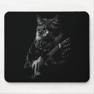 Tapis De Souris Chat Jouant de la Guitare Rock Star Rock And Roll