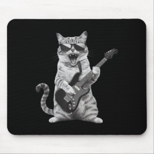 Tapis De Souris Chat Jouant Guitare Rock Star Rock And Roll Hommes