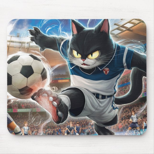 TAPIS DE SOURIS CHAT JOUER DU FOOTBALL (Devant)