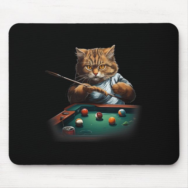 Tapis De Souris Chat Jouer Piscine Billard Cool Drôle Chats Hommes (Devant)