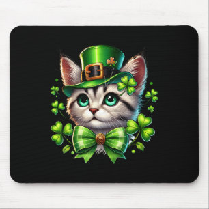 Tapis De Souris Chat lutin Saint-Patrick Jour Coquette Arc Shamro