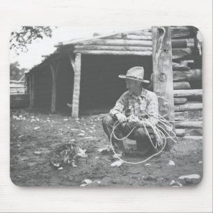 Tapis De Souris Chat mangeant hors d'un café Can.