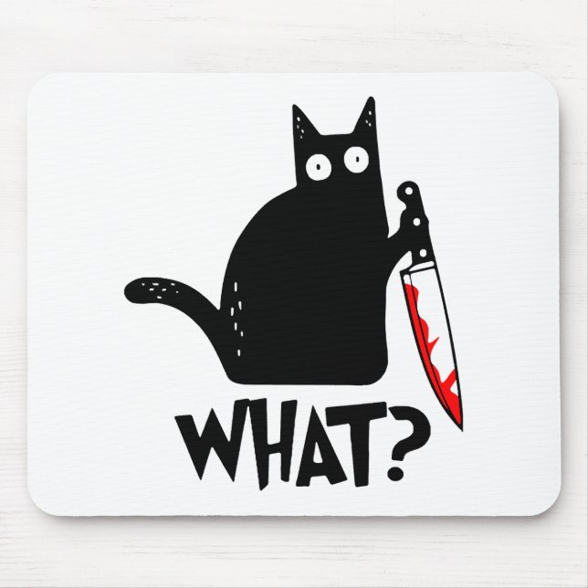 Tapis De Souris Chat Meurtrier Avec Couteau (Devant)