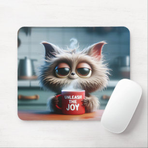 Tapis De Souris Chat Mignon Avec Tasse De Café Rouge