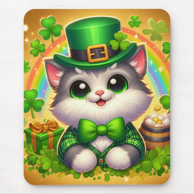 Tapis De Souris Chat mignon/chaton Saint Patrick's Day (Devant)