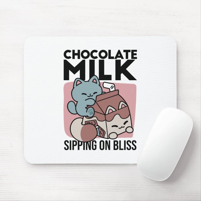Tapis De Souris Chat Mignon Lait Chocolat – Boisson Confortable &  (Avec souris)