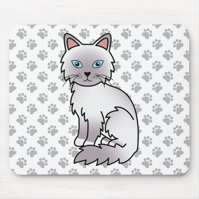 Tapis De Souris Chat mignon Lilac Point Birman / Ragdoll & pattes (Devant)