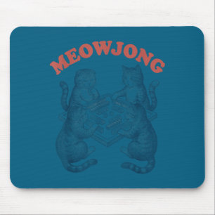 Tapis De Souris Chat mignon meowjong jouant au mahjong rétro