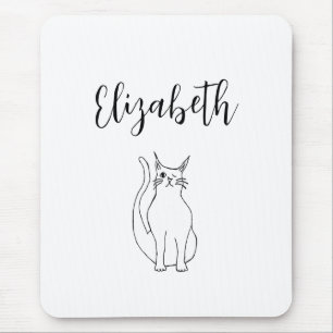 Tapis De Souris Chat mignon noir blanc Carton Winking Kitty