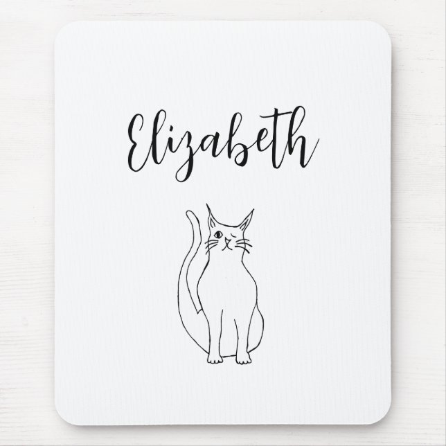 Tapis De Souris Chat mignon noir blanc Carton Winking Kitty (Devant)
