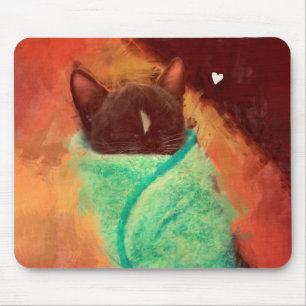 Tapis De Souris Chat mignon Purrito avec le coeur