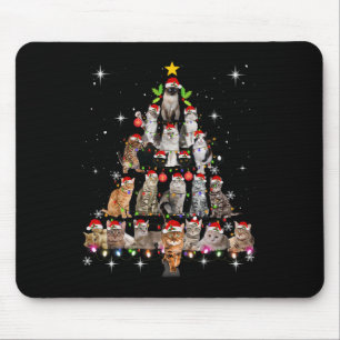 Tapis De Souris Chat mignonne Chien de Noël Arbre Drôle Chat Tee -