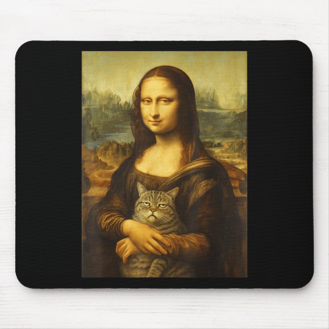 Tapis De Souris Chat Mona Lisa pour les amoureux de chats  (Devant)