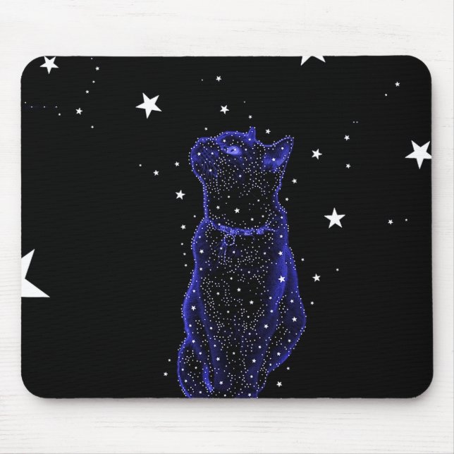 Tapis De Souris Chat Mousepad d'observation des étoiles (Devant)