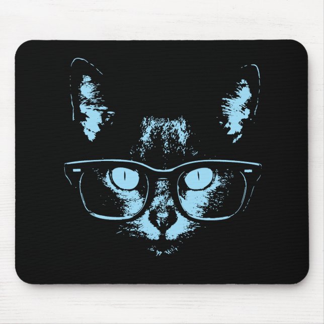 Tapis De Souris Chat nerd bleu (Devant)