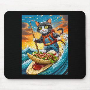 Tapis De Souris Chat Ninja Surfant Sur Une Planche De Surf Taco Av