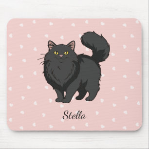 Tapis De Souris Chat noir à poils longs personnalisé