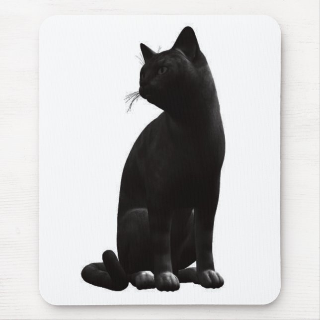 Tapis de souris chat noir assis (Devant)