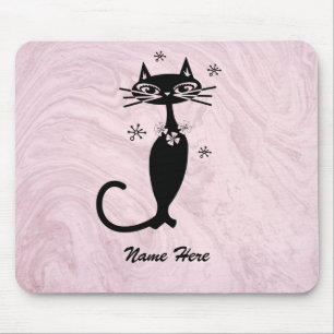 Tapis De Souris Chat noir atomique rétro personnalisé Pad de sou
