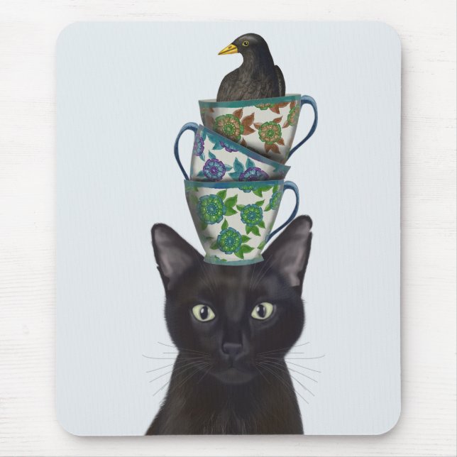 Tapis De Souris Chat noir avec Teups et Blackbird (Devant)