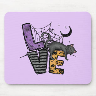 Tapis De Souris Chat noir azy en Spider Web avec amour