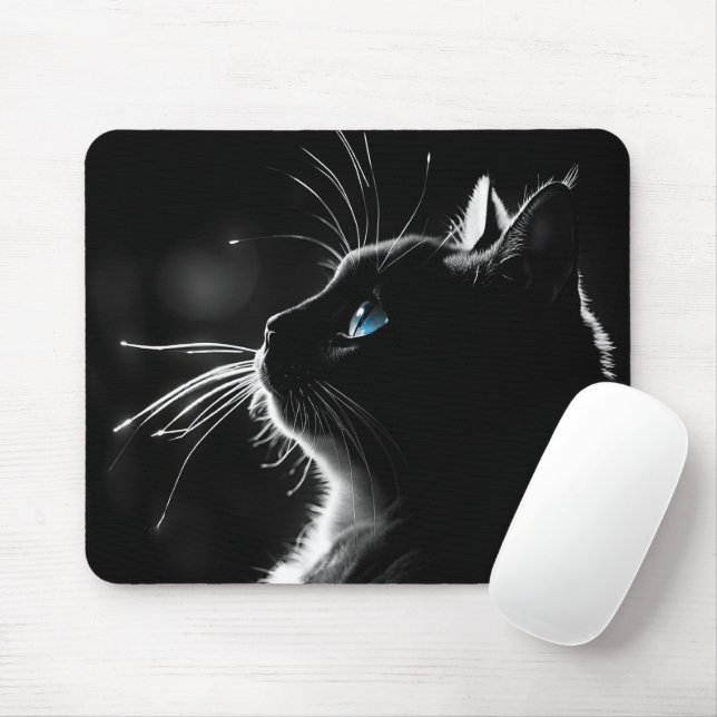 Tapis De Souris Chat noir brillant (Avec souris)