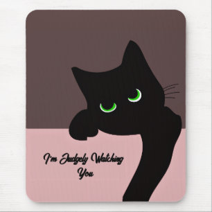 Tapis De Souris Chat noir curieux personnalisé esthétique