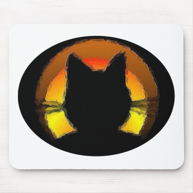 Tapis De Souris Chat noir d'Halloween (Devant)