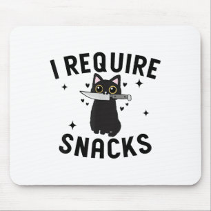 Tapis De Souris Chat Noir Drôle, J'Ai Besoin De Snacks