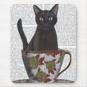 Tapis De Souris Chat noir en Teacup