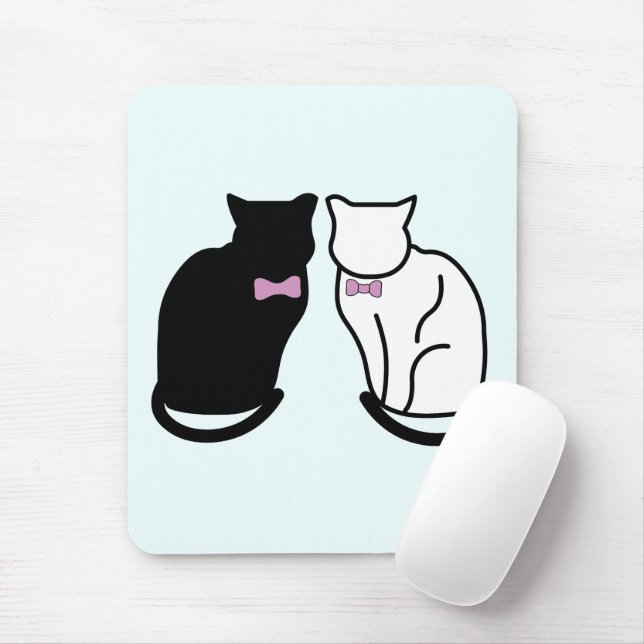Tapis De Souris Chat noir et blanc (Avec souris)
