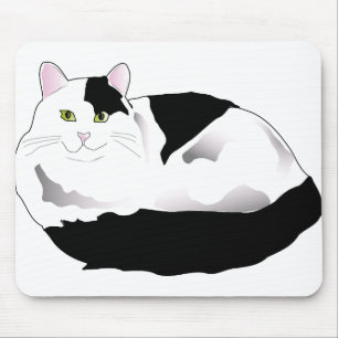 Tapis De Souris Chat noir et blanc