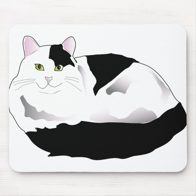 Tapis De Souris Chat noir et blanc (Devant)