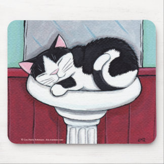 Tapis De Souris Chat noir et blanc dans l'évier de salle de bains