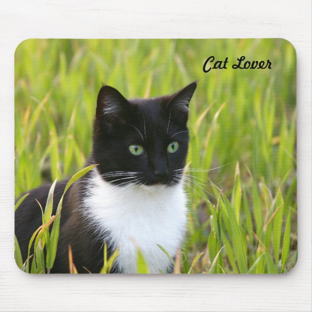 Tapis De Souris Chat noir et blanc Mousepad (Devant)