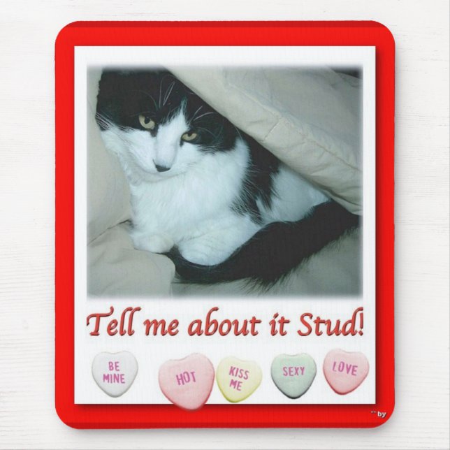 Tapis De Souris Chat noir et blanc Valentine (Devant)