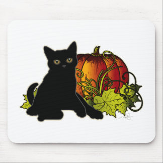 Tapis De Souris Chat noir et Citrouille