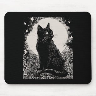Tapis De Souris Chat Noir Gothique Dans Jardin Salle Plante Fleur 