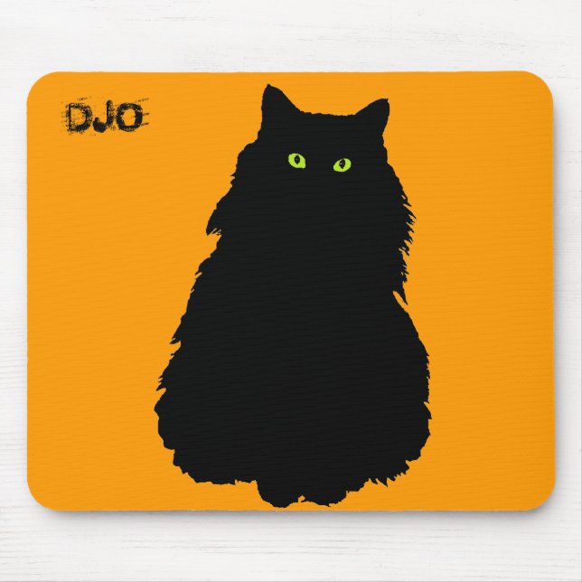 Tapis De Souris Chat noir gras et orange (Devant)