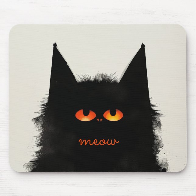 Tapis De Souris Chat noir grumeux (Devant)